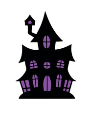 Halloween Haunted House Shadow Silhouette Vector Illustration
