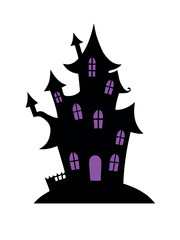 Halloween Haunted House Shadow Silhouette Vector Illustration

