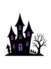 Halloween Haunted House Shadow Silhouette Vector Illustration
