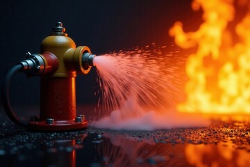 Active fire sprinkler system during fire event , emergency, building code