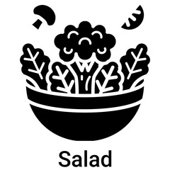 Salad Icon in Solid Style Vector Illustration