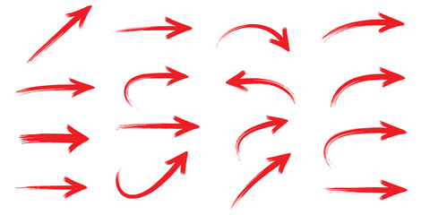 Set of red arrows pointing in various directions
