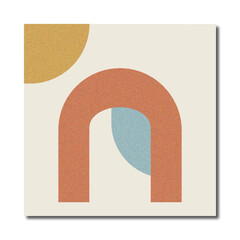 Abstract Minimalist Geometric Arch and Circle Background with Earthy Muted Colors
