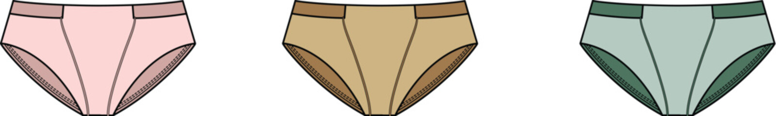 Obraz premium A colorful set of classic high-waisted women's briefs, an intimate apparel illustration concept for comfort and fashion