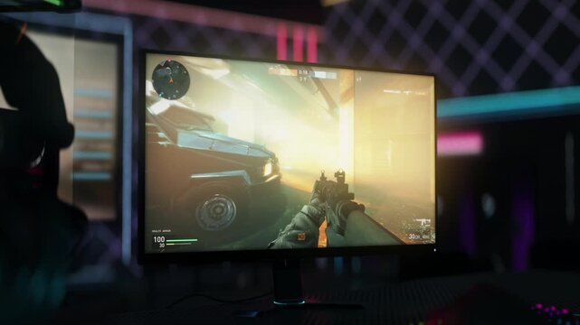 Participating in the competition of the internet shooter computer video game. Killing opponents in the fps computer video game. Defusing a bomb to win a round of a computer video game match.