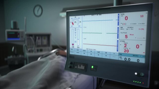 Monitoring patients health to prevent death. Monitoring technology detects rapid decline of patients vital signs and death. Monitoring tech detects falling life signs of a patient. Death at hospital