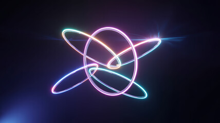 Vibrant neon light trails swirl in a captivating dance, perfect for futuristic tech designs and dynamic digital backdrops with modern creative energy
