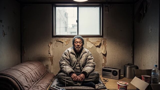 ボロアパートに住む高齢男性