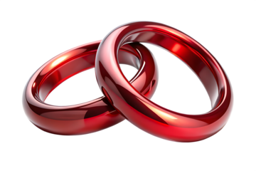 Two Interlocking Red Rings on Black connected love