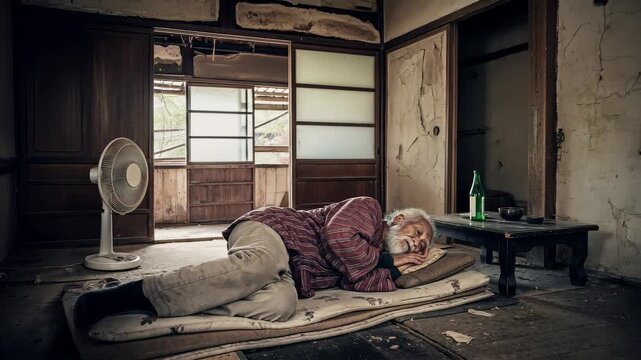 ボロアパートに住む高齢男性