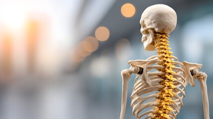 Fototapeta premium Anatomical Model of Human Skeleton with Focus on Spine and Vertebrae
