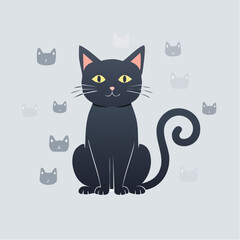 Obraz premium Minimalist cat silhouettes wallpaper, modern geometric pattern, clean vector design