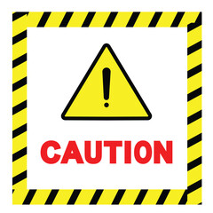 Yellow Caution sign board isolated vector eps.