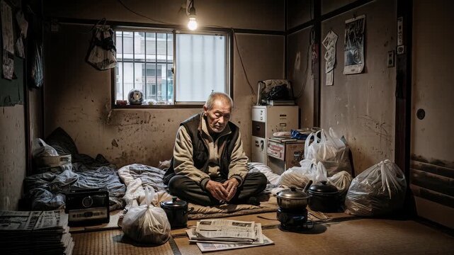 ボロアパートに住む高齢男性