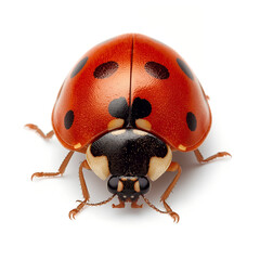 Close-up of a vibrant ladybug on a white background
