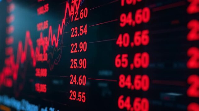 Financial stock market numbers. Business success and growth concept. Abstract economy data on screen display.