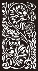 Laser cutting wood carving motif - flower and leaf pattern for fance and interior ornament