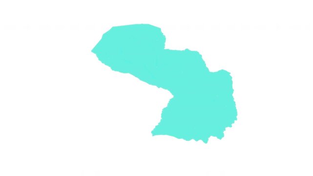 Paraguay map outline animation with alpha channel