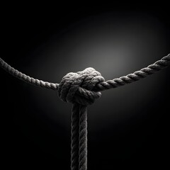 trong rope knot symbolizing unity and connection, close-up in soft spotlight on dark gradient background, square composition
