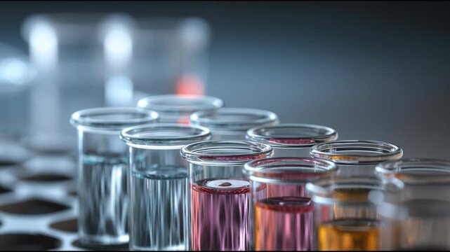 In this laboratory activity, a pipette skillfully drops colored liquid into various test tubes. Each drop contributes to testing and observation. Watch the careful process unfold