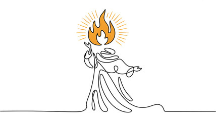 Fototapeta premium Spiritual figure with divine light and flame representing enlightenment or revelation