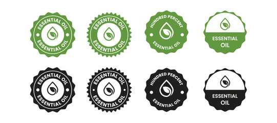 Essential oil drop icon for beauty and skincare natural product certificate label. Essential oils sticker logo for body lotion, cream and shampoo moisturizer, spa wellness fragrance.