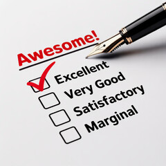 Fototapeta premium Excellent choice marked with pen on feedback form with awesome text top