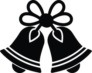 Bells with ribbon silhouette Black silhouette of two jingle bells tied with a ribbon 3