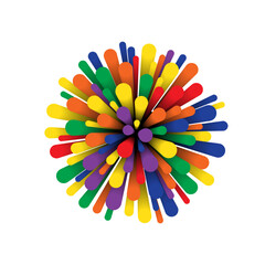 A colorful, spiky ball toy with many tentacles