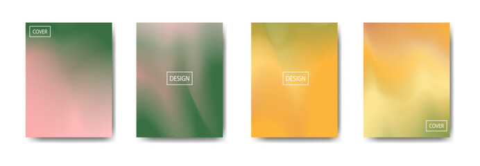 Four Gradient Backgrounds with Soft Color Blends in Pink, Green, Yellow, and Orange Tones