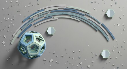 Geometric shapes and abstract design on a gray background.