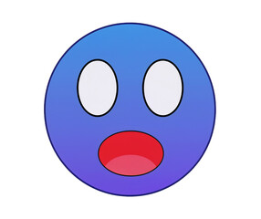 Fototapeta premium Blue gradient emoji with surprised expression on black backdrop adds visual interest and emotion