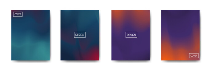Four Abstract Gradient Covers with Soft Blurry Textures and White Text Boxes