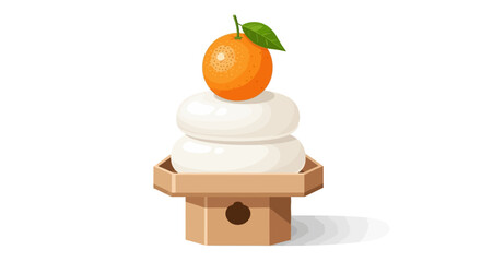 Traditional Kagami Mochi Japanese New Year Decoration Symbolizing Prosperity and Good Fortune Festive Citrus Topped Rice Cakes