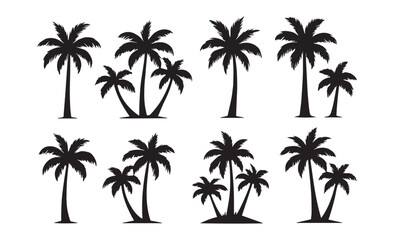 Tropical palm tree silhouettes for island vibe designs and summer projects