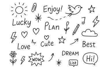 Hand drawn doodles for fun designs and creative projects, scrapbook ideas