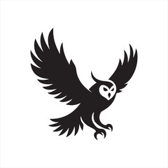 Owl mid-flight with wings wide and talons down vector sketch art icons design collections
