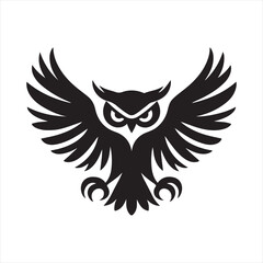 Owl mid-flight with wings wide and talons down vector sketch art icons design collections
