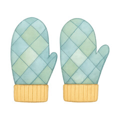 PNG Cozy quilted mittens winter illustration.
