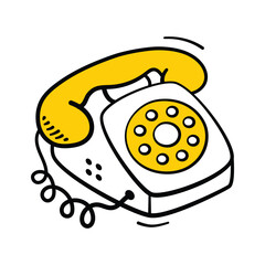 Hand drawn telephone icon symbolizing healthcare helpline or emergency support.