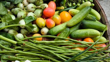 Fresh vegetables for cooking. Vegetables contain dietary fiber that helps cleanse the intestines.