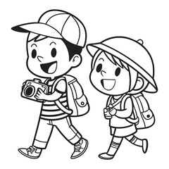 Two Cute Cartoon Friends Illustrated