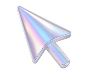Iridescent cursor arrow hovering in digital space for minimalist design and tech concepts