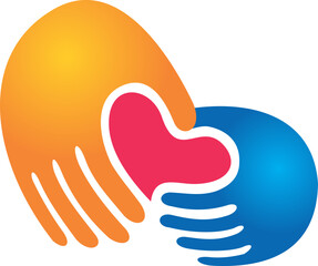 love care hand on heart vector logo