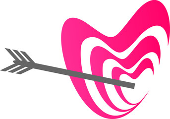 love twisted ribbon vector on heart with arrow on white