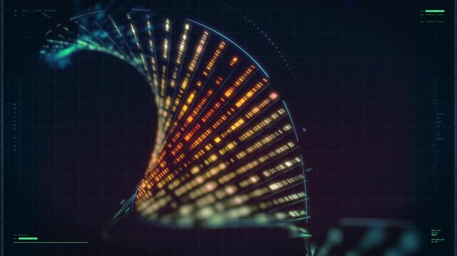Futuristic software analyzing the dna for genetic experiment on a human. Futuristic genetic experiment indicates the evolution of the genome. Futuristic experiment shows genetic code change