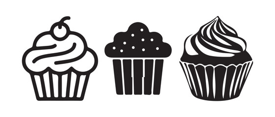 Stylish Cupcake Bakery Icons