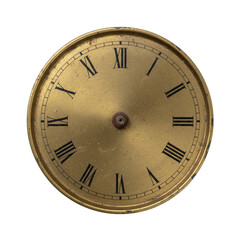 Vintage golden clock face with roman numerals