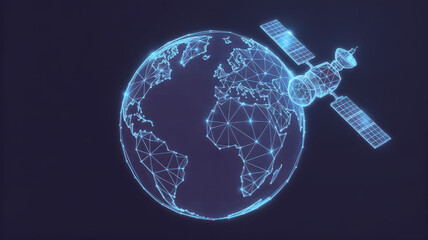 Digital earth with satellite orbiting in space satellite