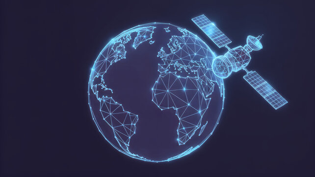 Digital earth with satellite orbiting in space satellite